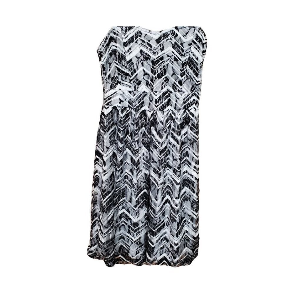 💎187 BeBop Strapless Black and White Mini Dress